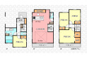 【間取】建築予定プラン（建物面積115.17m2に車庫部分12.19m2含む）