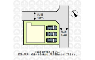 【区画図】開放感と陽当たりの良い角地です。
（実測図ではありません）