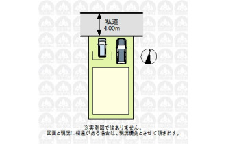【区画図】車が出し入れしやすい並列カースペース！
（実測図ではありません）