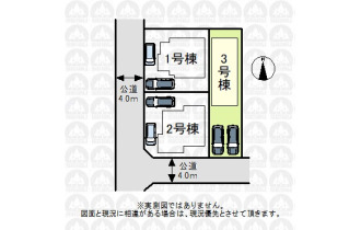 【区画図】車が出し入れしやすい並列カースペース！
（実測図ではありません）